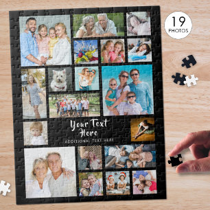 Moderne 19 Foto Collage Persoonlijk Zwart Legpuzzel