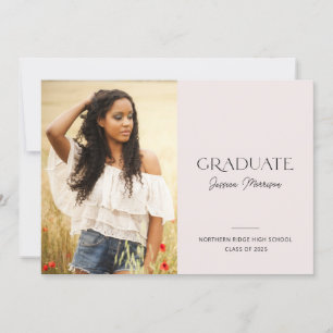 Moderne 1-foto Blush Pink 2024 Graduation Party Kaart