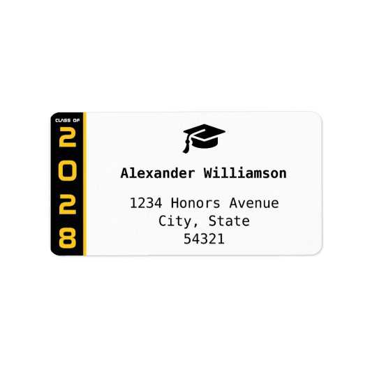 Moderne 1 Foto Goud Zwart Afstuderen Toespraak Etiket (Voorkant)