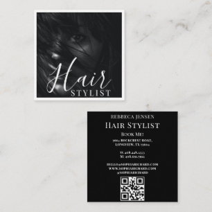 Moderne 1 foto Hair Stylist Make-up Artiest QR Cod Vierkante Visitekaartje