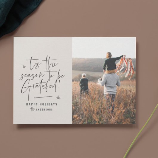 Moderne 1 foto Thanksgiving kerstmis Feestdagenkaart