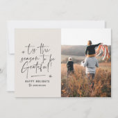 Moderne 1 foto Thanksgiving kerstmis Feestdagenkaart (Voorkant)