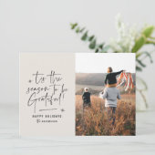 Moderne 1 foto Thanksgiving kerstmis Feestdagenkaart (Staand voorkant)