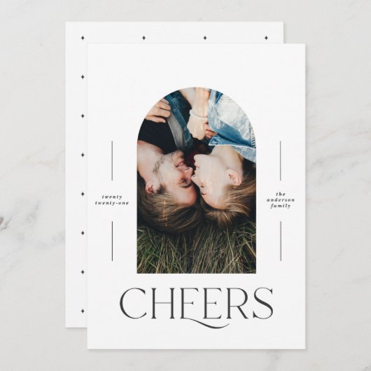 Moderne 1 foto-typografie zwart-wit Kerstmis (Voorkant / Achterkant)