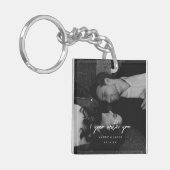 Moderne 1-jarige Jubileum trouwfoto Sleutelhanger (Voorkant Links)