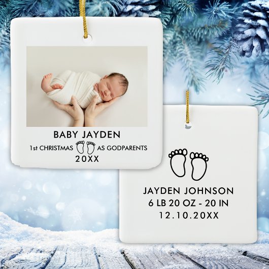 Moderne 1 kerst als godouders Foto Keramisch Ornament