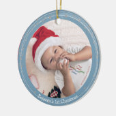 Moderne 1e Baby's Kerst Feestelijke Keepsake Foto Keramisch Ornament (Links)