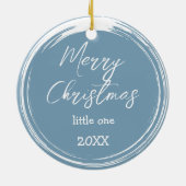 Moderne 1e Baby's Kerst Feestelijke Keepsake Foto Keramisch Ornament (Achterkant)