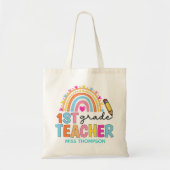 Moderne 1e graads regenboogleraar speciaal geperso tote bag (Voorkant)