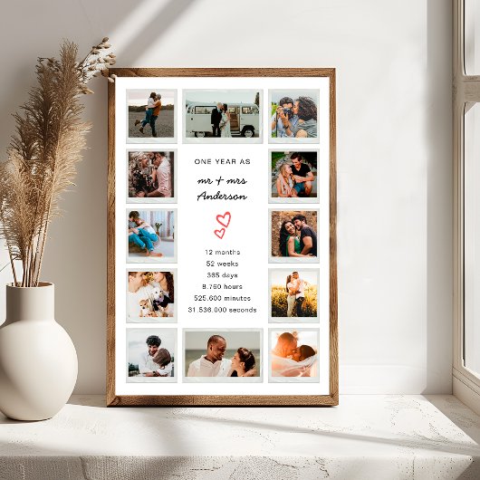 Moderne 1e Jubileum Custom Photo Collage Poster