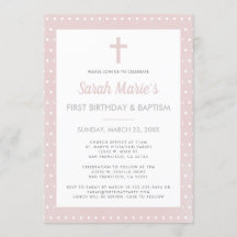 Moderne 1e verjaardag doop meisje roze polka dot