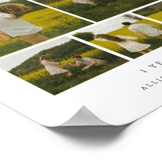 Moderne 1e verjaardag Fotocollage Koppel Custom Poster (Hoek)