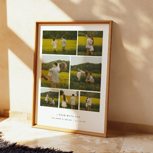 Moderne 1e verjaardag Fotocollage Koppel op maat Poster