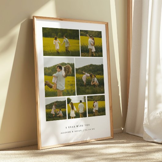 Moderne 1e verjaardag Fotocollage Koppel op maat Poster