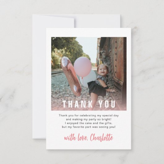 Moderne 1e Verjaardag Kinder Feest Dank u Kaart (Voorkant)