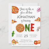 Moderne 1e Verjaardag Pizza Eerste Verjaardag Kaart (Voorkant)