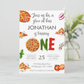 Moderne 1e Verjaardag Pizza Eerste Verjaardag Kaart (Staand voorkant)