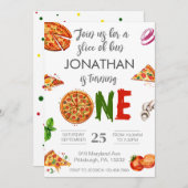 Moderne 1e Verjaardag Pizza Eerste Verjaardag Kaart (Voorkant / Achterkant)