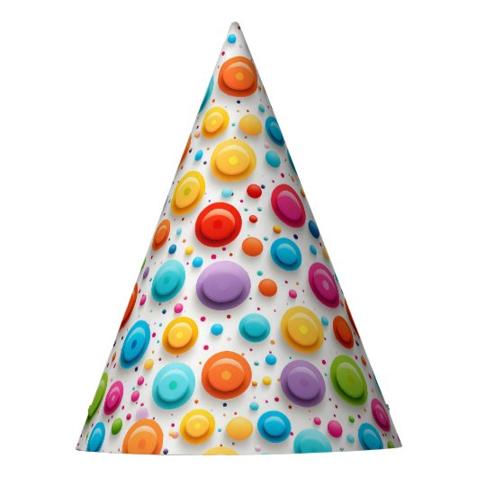 Moderne 1e verjaardag Polka Dots Regenboog Kleuren Feesthoedjes (Voorkant)