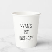 Moderne 1e verjaardagsfeest 1 jaar oude partij gun papieren bekers (Achterkant)