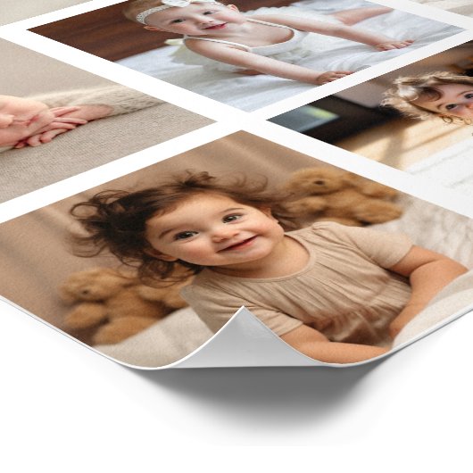 Moderne 1e Verjaardagsfoto Milestone Poster (Hoek)