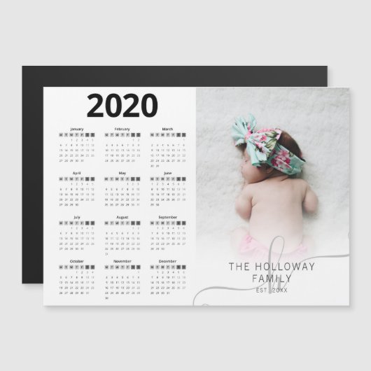 Moderne 2020 kalender foto familie typografie (Voorkant / Achterkant)