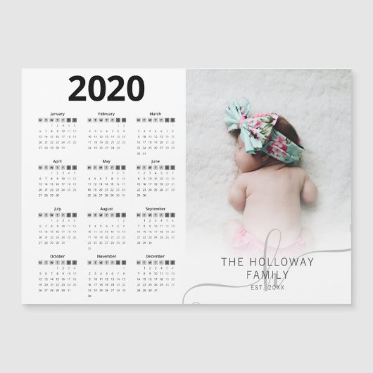Moderne 2020 kalender foto familie typografie (Voorkant)