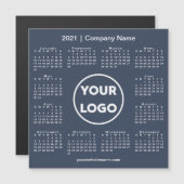 Moderne 2021 Kalender met Bedrijf Logo Navy Blue (Voorkant / Achterkant)