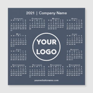 Moderne 2021 Kalender met Bedrijf Logo Navy Blue