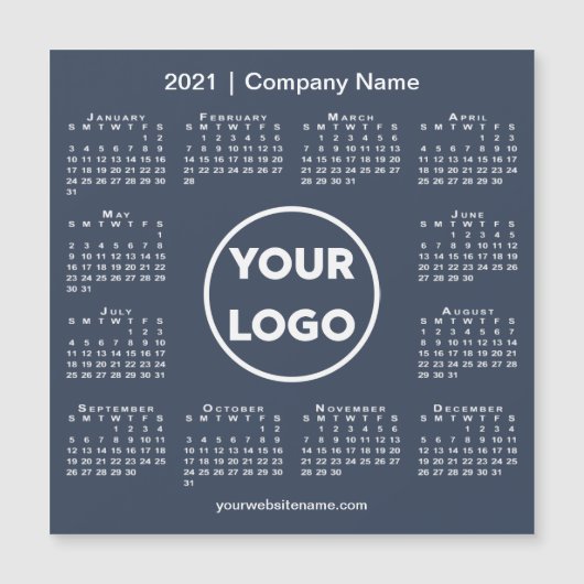 Moderne 2021 Kalender met Bedrijf Logo Navy Blue (Voorkant)