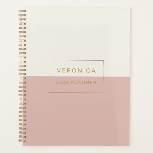 Moderne 2022 Blush Kleur Blok Maandelijkse/Weekeli Planner (Voorkant)