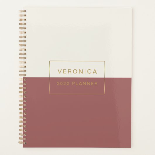 Moderne 2022 Terracotta Maandelijks/Weekelijks Planner (Voorkant)