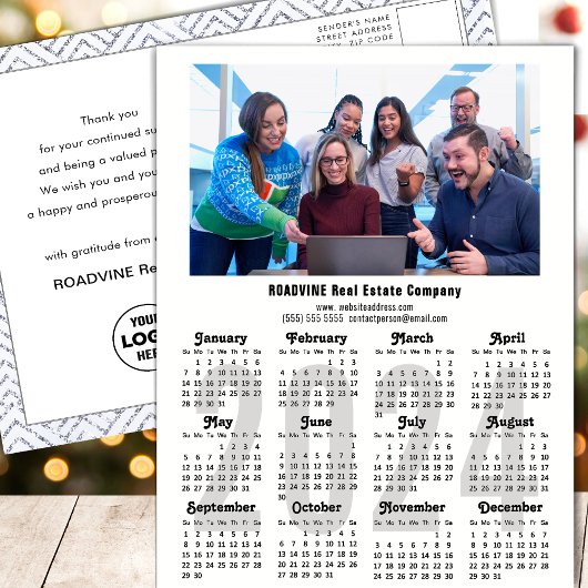 Moderne 2024 Kalender Business Foto Minimalist Feestdagenkaart