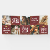 Moderne 2025 Afgestudeerde Bordeaux & Goud Fotoban Spandoek (Horizontaal)