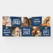 Moderne 2025 Afgestudeerde Marine & Gouden Fotoban Spandoek (Horizontaal)