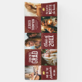 Moderne 2025 Afstuderen Bourgogne & Gouden Fotoban Spandoek (Verticaal)