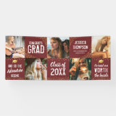 Moderne 2025 Afstuderen Bourgogne & Gouden Fotoban Spandoek (Horizontaal)