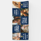 Moderne 2025 Afstuderen Navy & Gold Photo Banner (Verticaal)