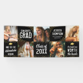 Moderne 2025 Afstuderen Zwart & Goud Foto Spandoek (Horizontaal)