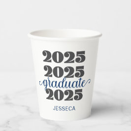 Moderne 2025 Blauw Zwart Afstuderen Papieren beker