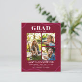 Moderne 2025 bordeauxrode afstudeerfoto afstudeerf (Staand voorkant)