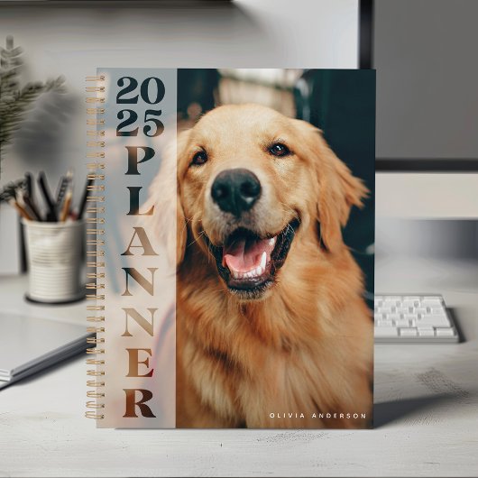 Moderne 2025 gepersonaliseerde foto witte overlay planner