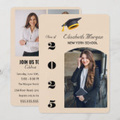 Moderne 2025 Graduation Party Multi Photo Kaart (Voorkant / Achterkant)