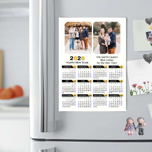 Moderne 2025 Kalender 2 Foto Zwart Goud Magnetisch