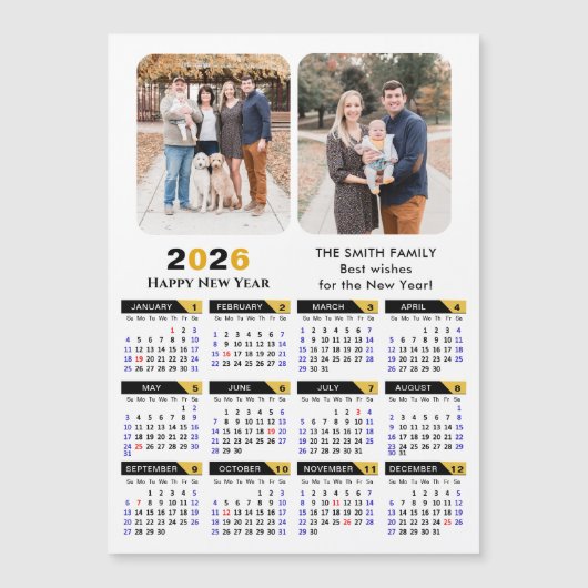 Moderne 2025 Kalender 2 Foto Zwart Goud Magnetisch (Voorkant)