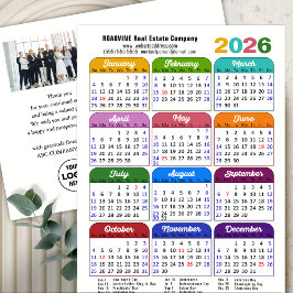 Moderne 2025 Kalender Bedrijfsfoto Logo Kleurrijk Feestdagenkaart