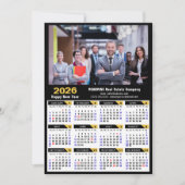 Moderne 2025 Kalender Bedrijfsfoto Zwart Goud Feestdagenkaart (Voorkant)
