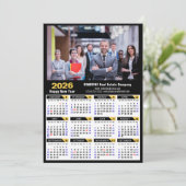 Moderne 2025 Kalender Bedrijfsfoto Zwart Goud Feestdagenkaart (Staand voorkant)