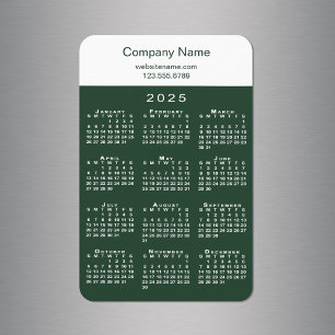 Moderne 2025 Kalender Bedrijfsnaam Groen Wit Magneet