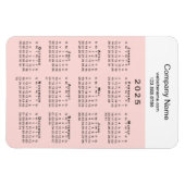 Moderne 2025 Kalender Bedrijfsnaam Info Roze Wit Magneet (Horizontaal)